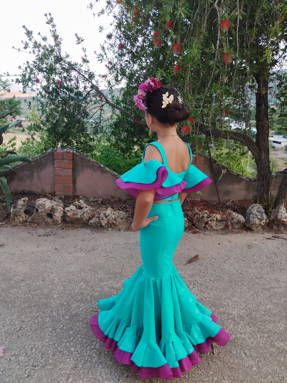 vestido gitana turquesa y morado